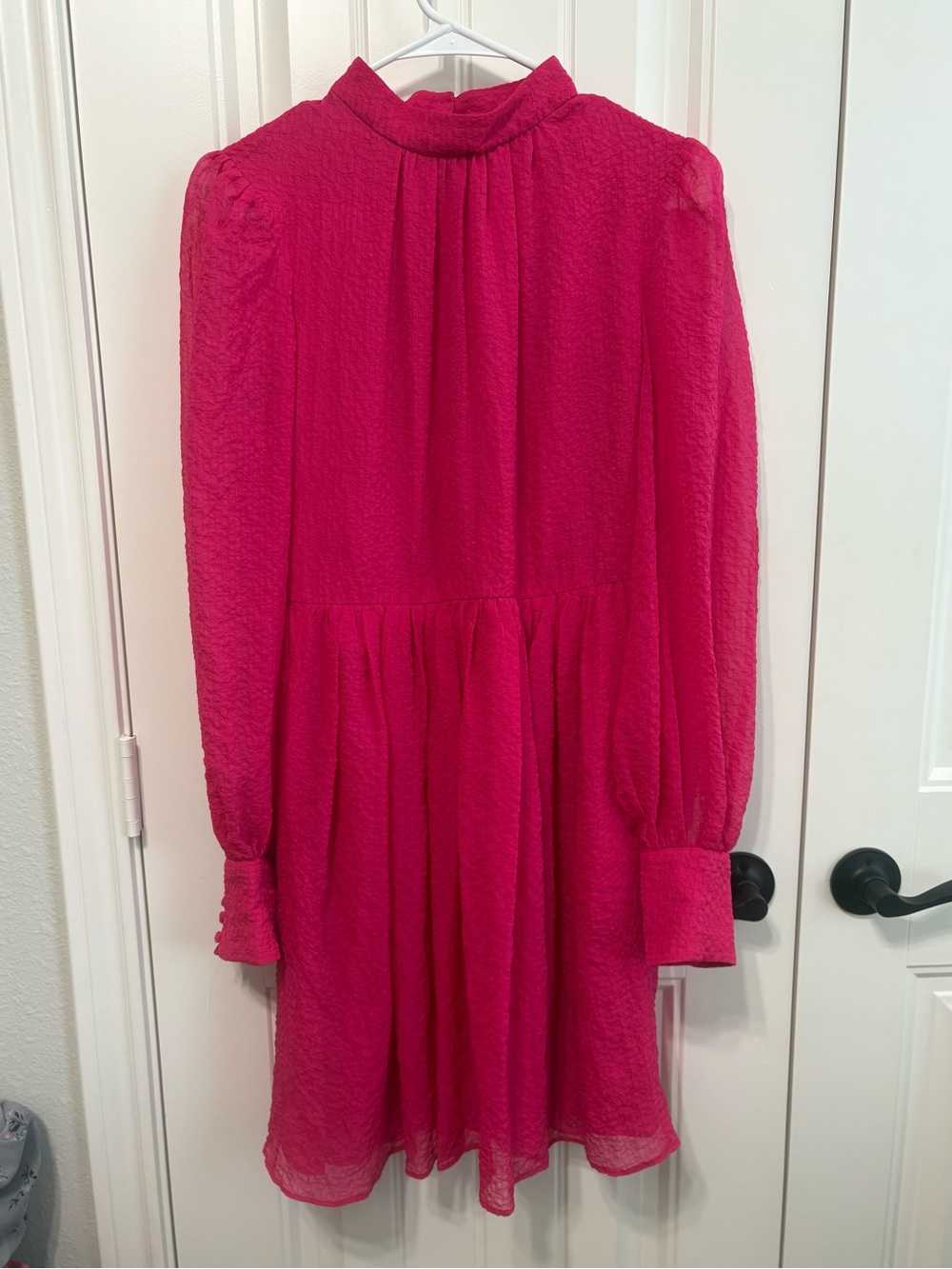 Trina Turk Fuchsia Long-Sleeve Gathered Waist Dress - Picture 2 of 5